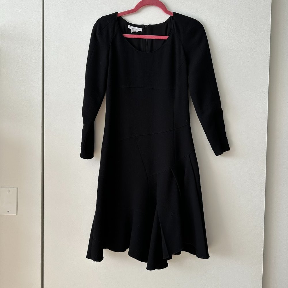 OSCAR DE LA RENTA Scoop Neck Knee-Length Little Black Dress